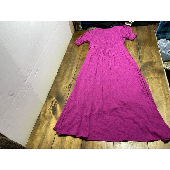 Maeve Anthropologie | Breanna Wrap Dress Maxi Midi Puff Sleeve Pink Modest Sz 4 - Picture 13 of 16